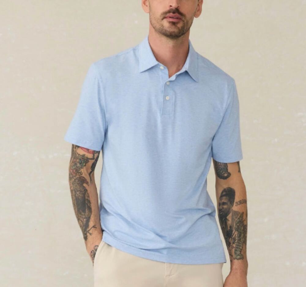 Faherty Movement Polo Mens Size Medium Blue Short Sleeve